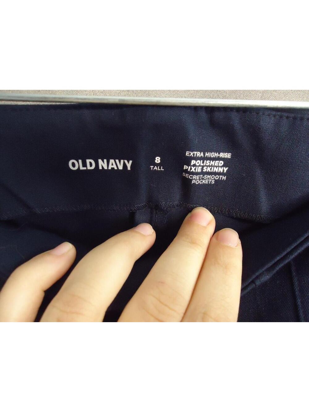 Old Navy Extra High Rise Polished Pixie Skinny Secret Smooth Pockets Navy 8 Tall - Picture 3 of 8